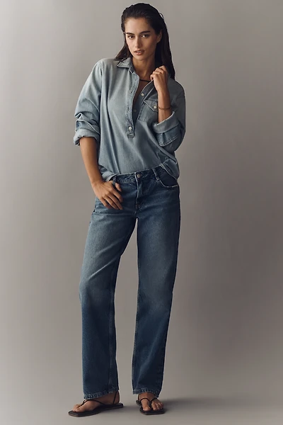 Pilcro Mid-Rise Straight Leg Jeans
