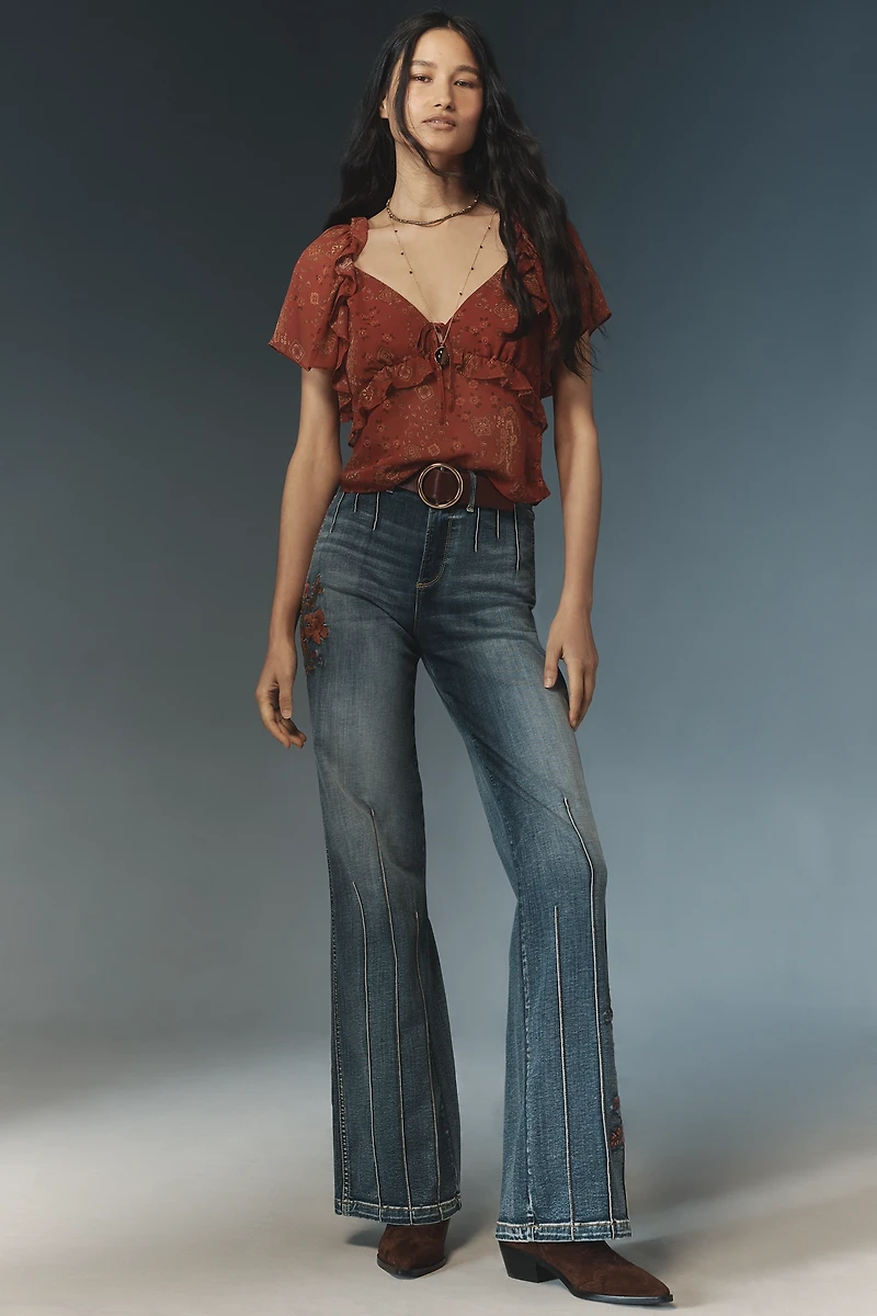 Driftwood Farrah Butterfly High-Rise Flare Jeans