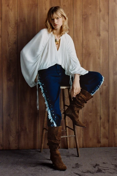 Driftwood Frankie High-Rise Wide-Leg Embroidered Jeans