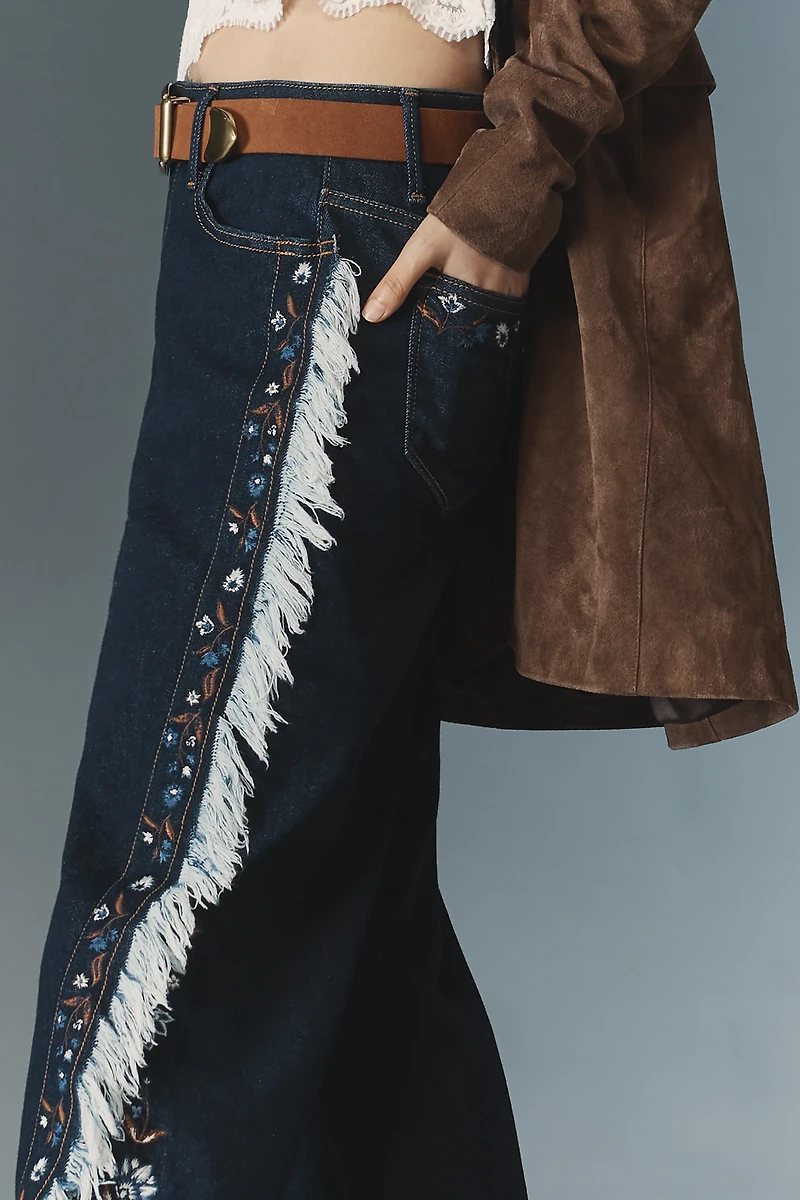 Driftwood Frankie High-Rise Wide-Leg Embroidered Jeans