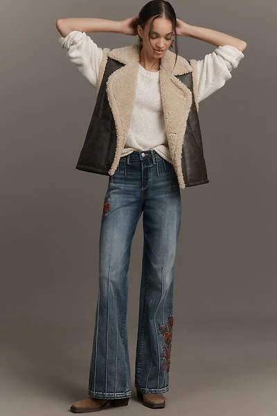 Driftwood Pia Embroidered High-Rise Wide-Leg Jeans