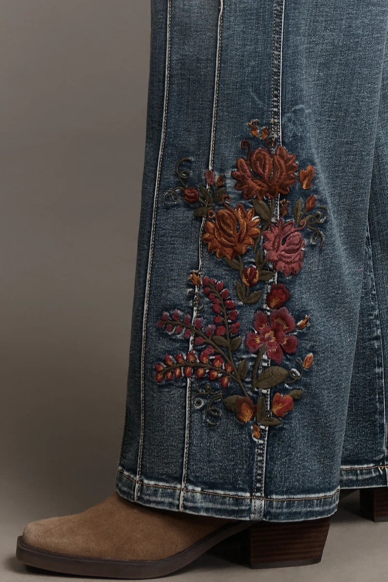 Driftwood Pia Embroidered High-Rise Wide-Leg Jeans
