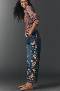 Driftwood Cotton Davina Embroidered High-Rise Barrel Jeans