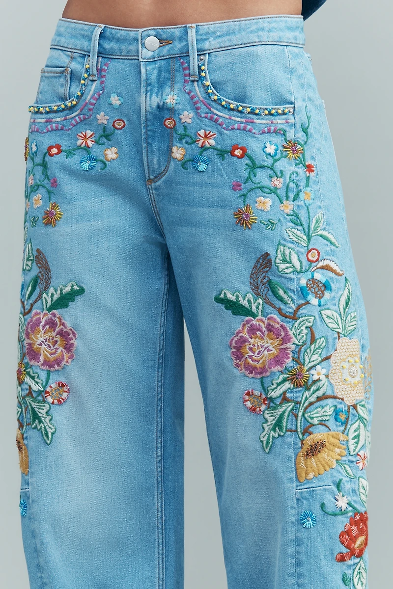 Driftwood High-Rise Cuffed Barrel Jeans