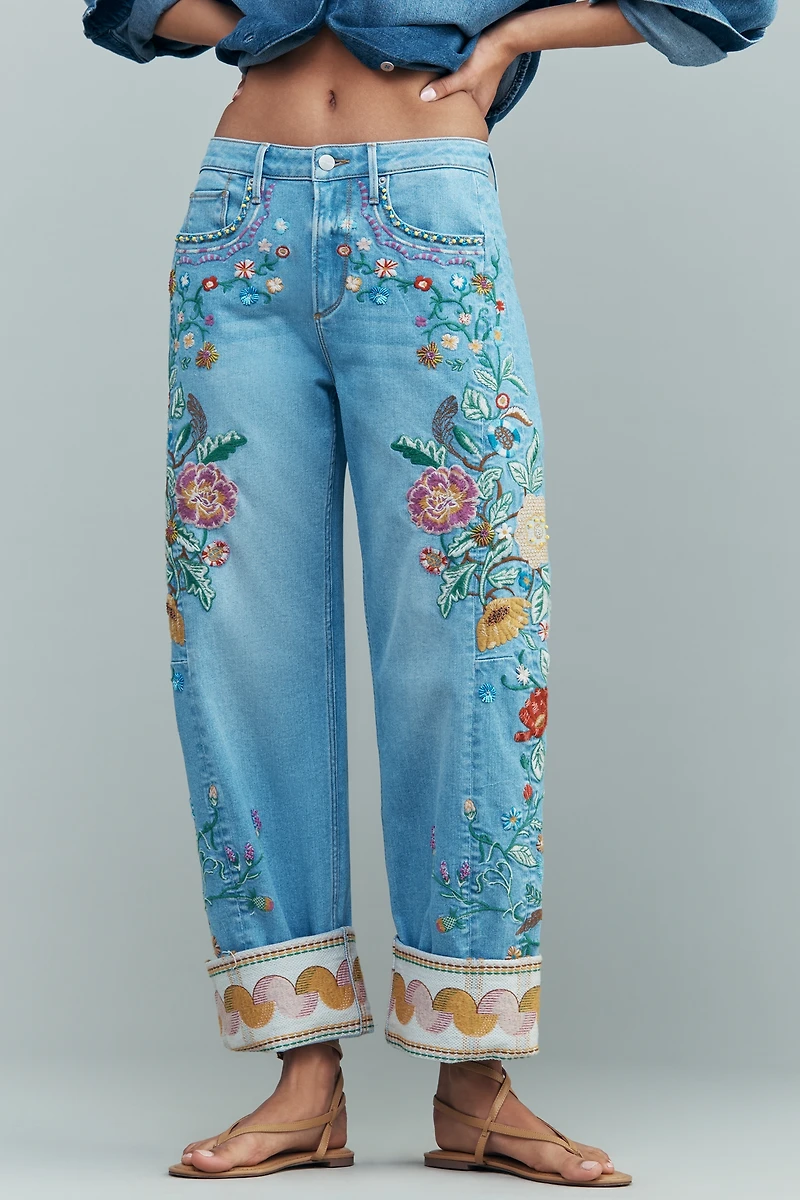 Driftwood High-Rise Cuffed Barrel Jeans