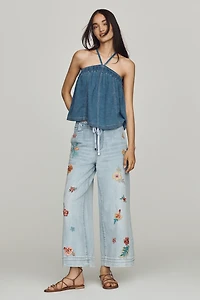 Driftwood Tie-Front High-Rise Wide-Leg Jeans