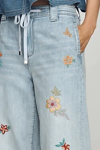 Driftwood Tie-Front High-Rise Wide-Leg Jeans
