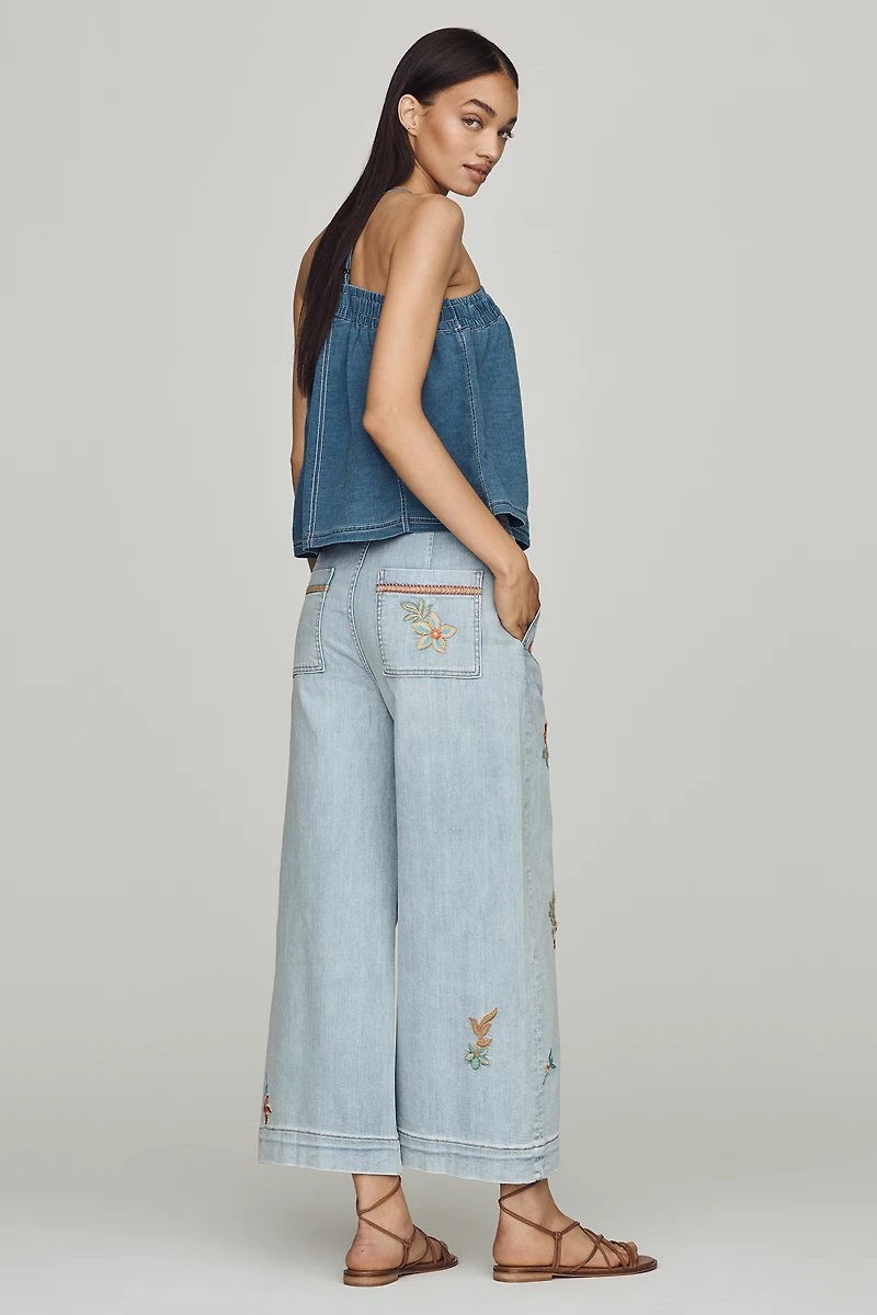 Driftwood Tie-Front High-Rise Wide-Leg Jeans