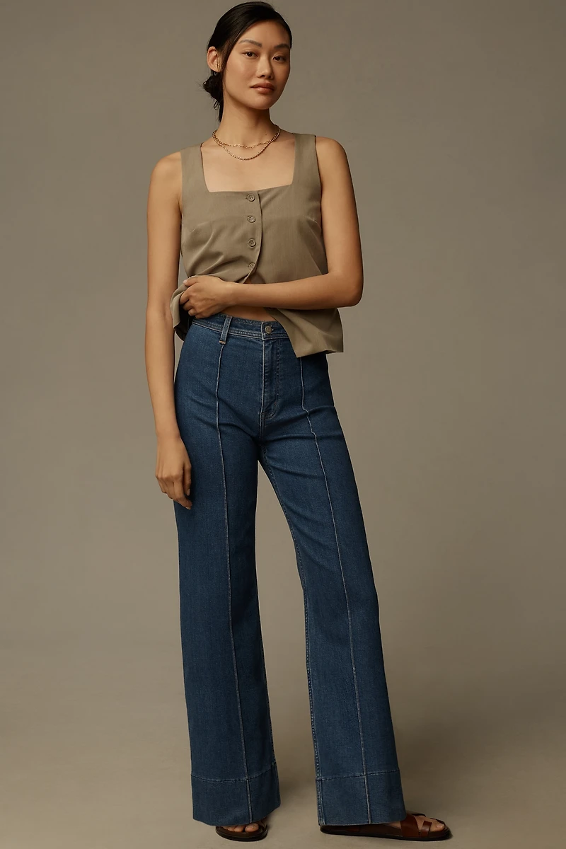 Pistola Penny Pintuck High-Rise Wide-Leg Ankle Jeans