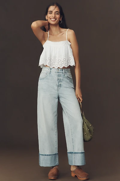 Pistola Ryder Petite High-Rise Cuffed Straight-Leg Jeans