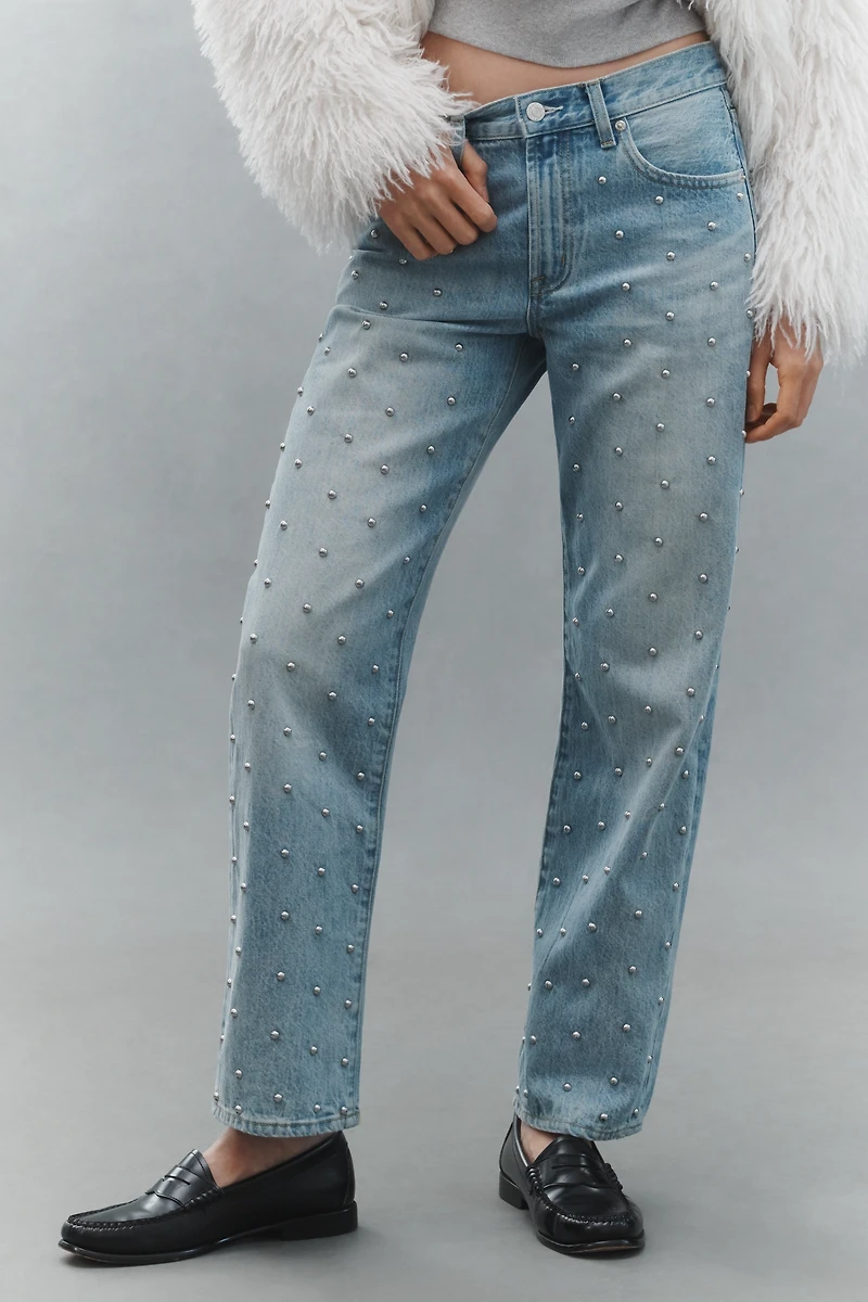 Pistola Lexi Mid-Rise Bowed Straight-Leg Jeans