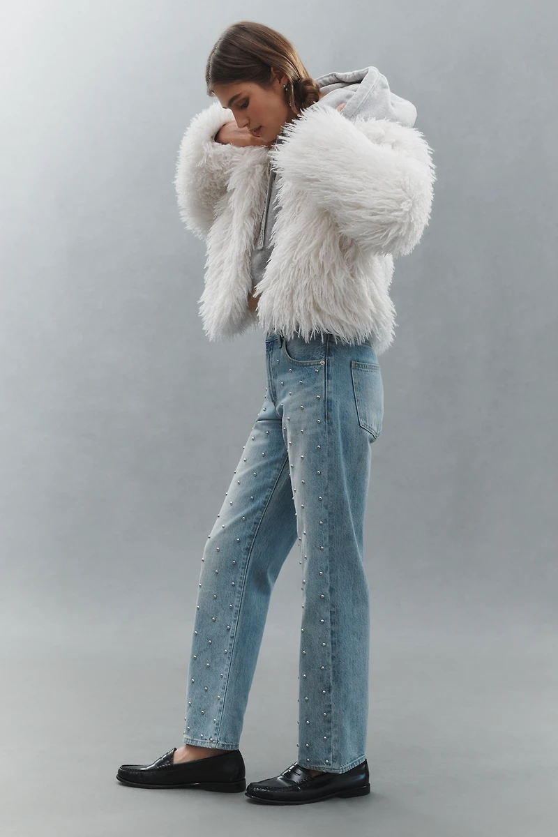 Pistola Lexi Mid-Rise Bowed Straight-Leg Jeans
