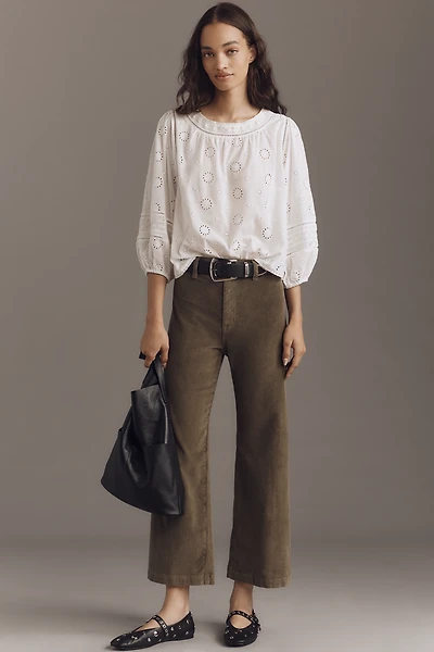 Pistola Penny Corduroy High-Rise Crop Wide-Leg Jeans