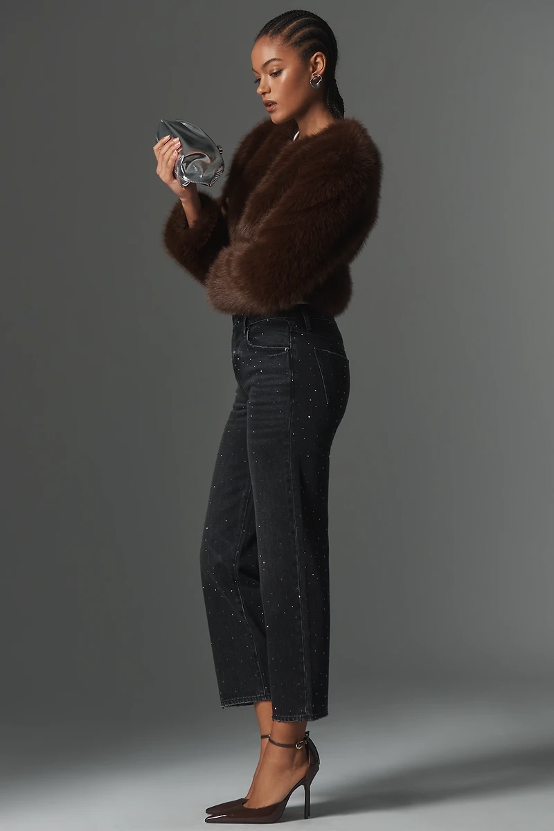 Pistola Lexi Embellished Mid-Rise Bowed Straight-Leg Jeans