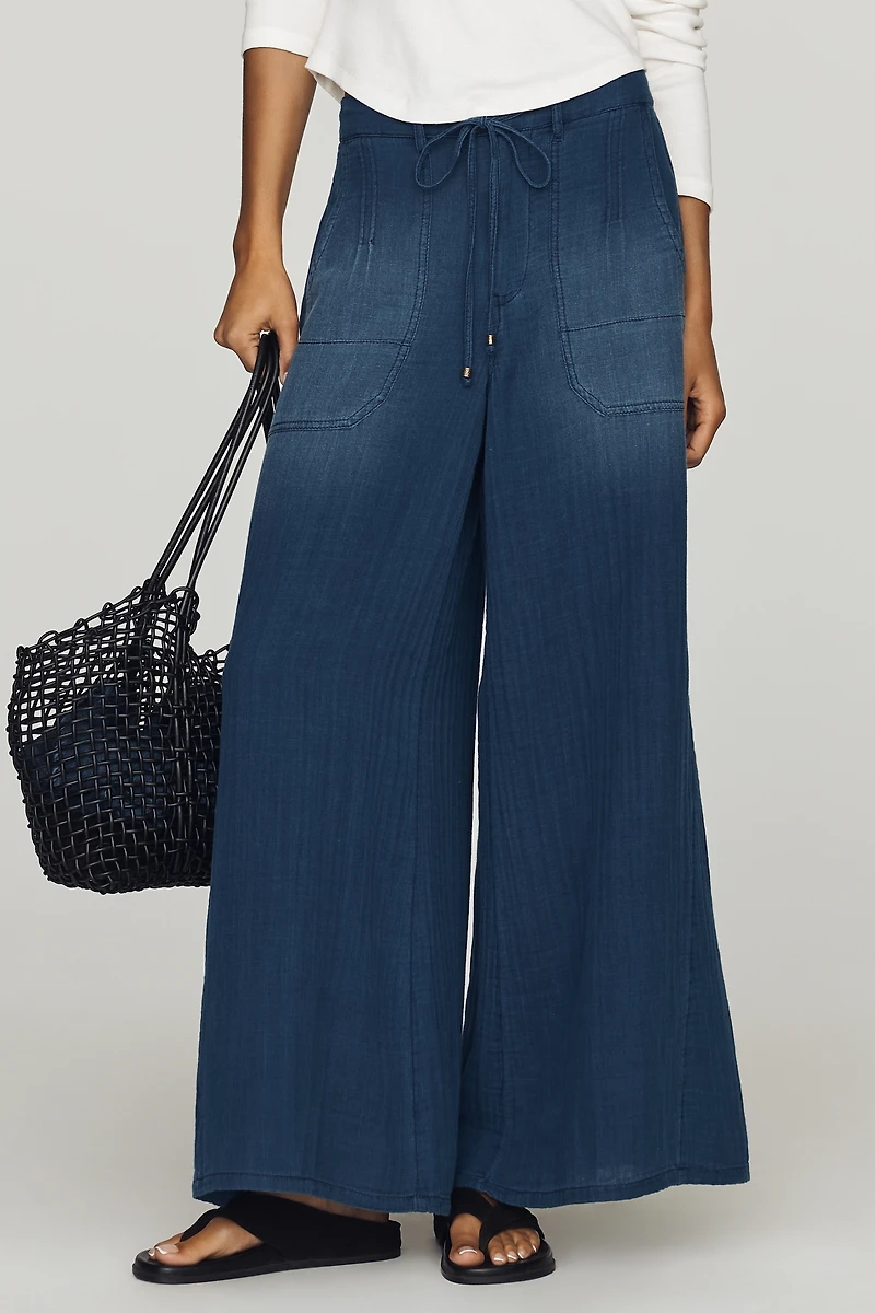 Pilcro Bloom Drawstring High-Rise Wide-Leg Jeans