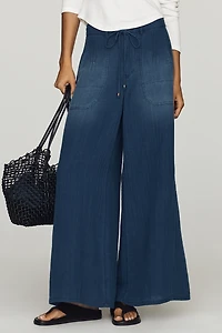 Pilcro Bloom Drawstring High-Rise Wide-Leg Jeans