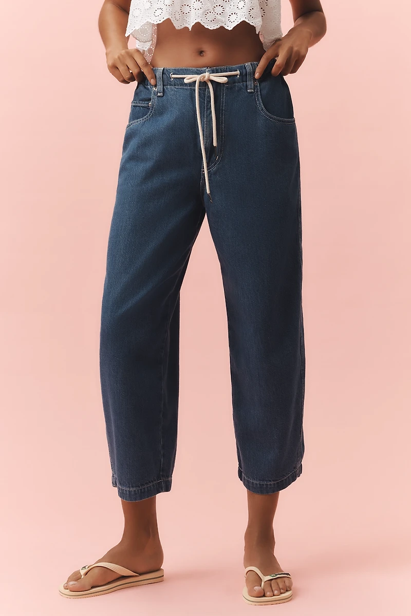 tica Jackson Drawstring High-Rise Barrel Jeans