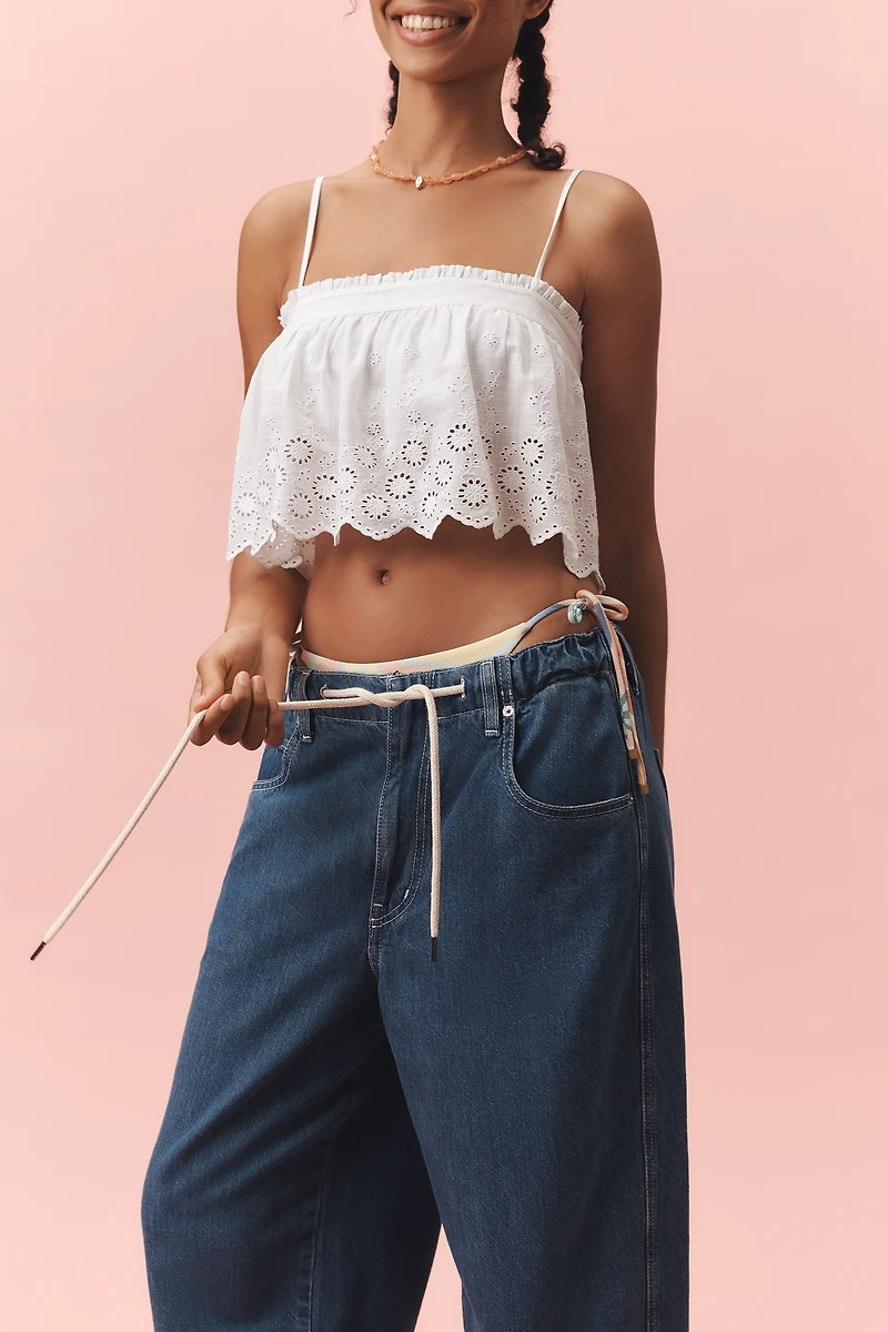 tica Jackson Drawstring High-Rise Barrel Jeans