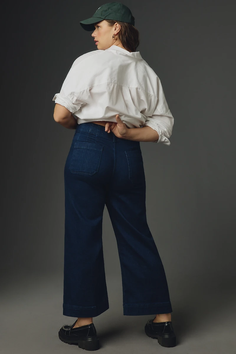The Colette Crop High-Rise Wide-Leg Jeans by Maeve