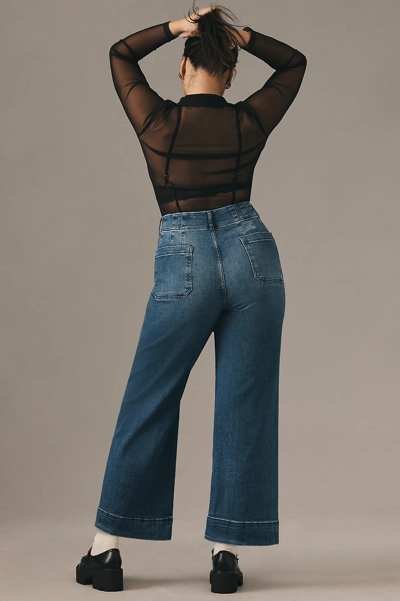 The Colette Crop High-Rise Wide-Leg Jeans by Maeve