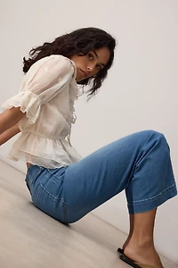 Colette Crop High-Rise Wide-Leg Jeans by Maeve