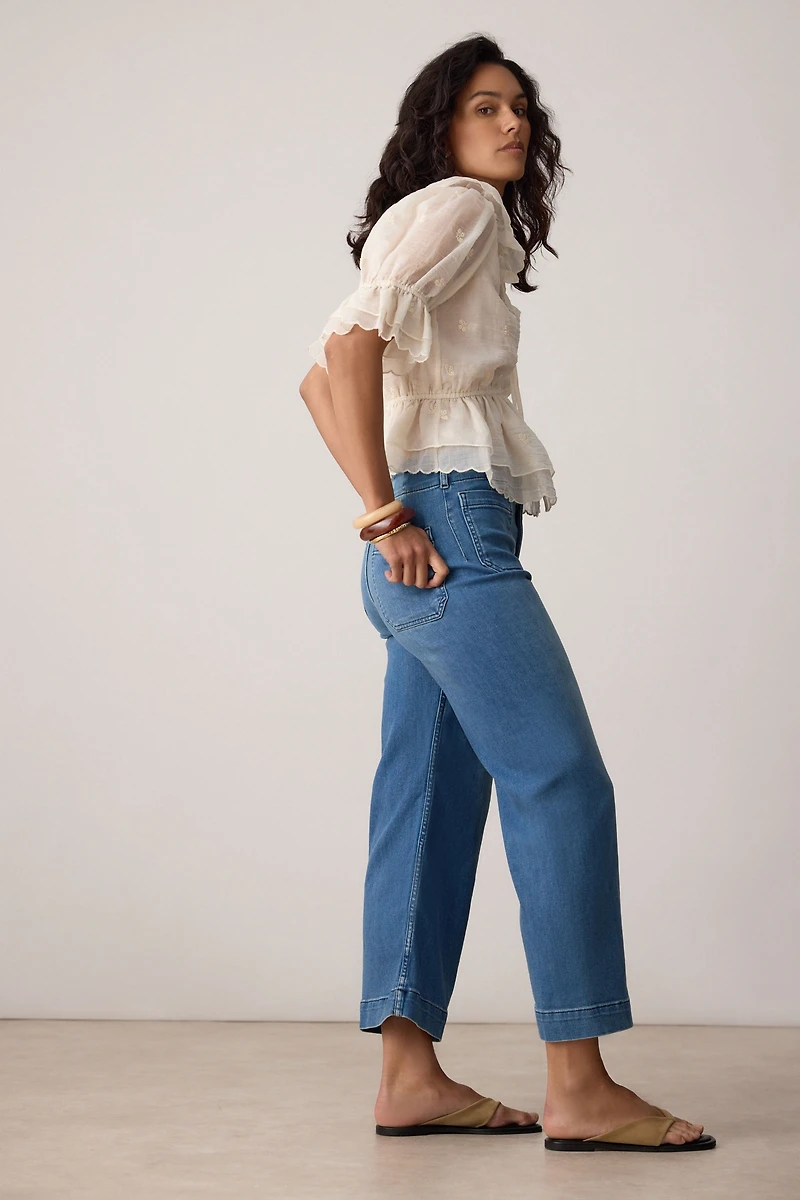 Colette Crop High-Rise Wide-Leg Jeans by Maeve