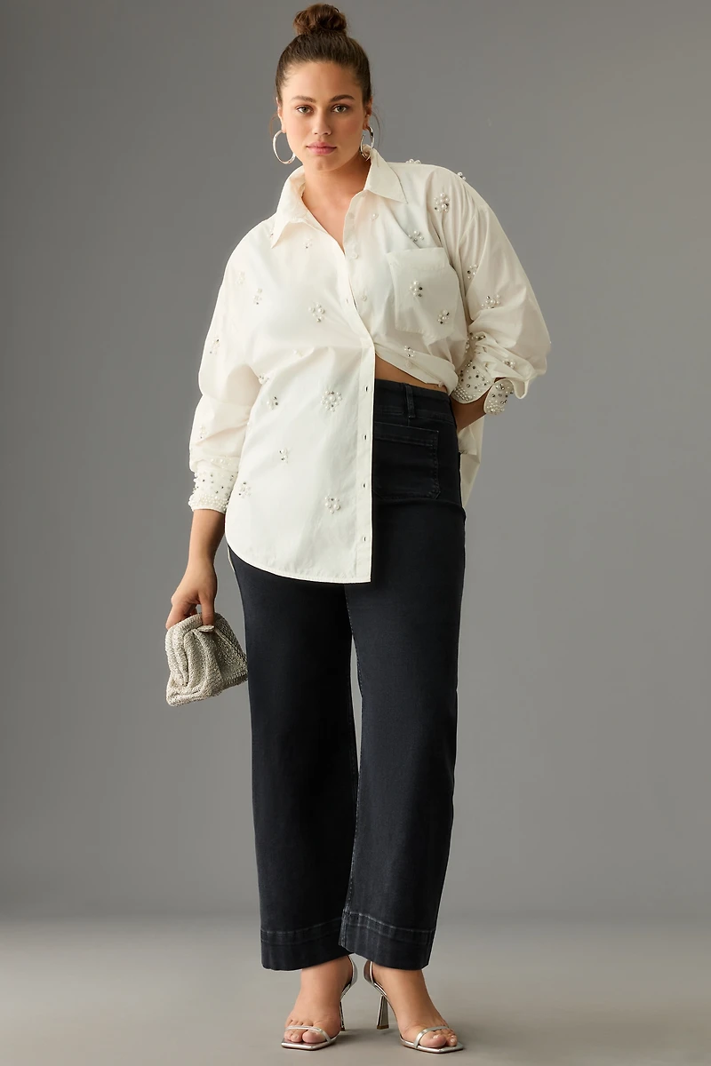 The Colette High-Rise Crop Wide-Leg Jeans by Maeve