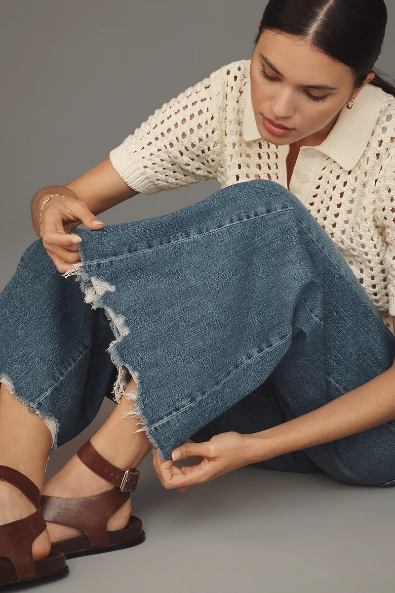 The Adi Regenerative Cotton Mid-Rise Flare Jeans by Pilcro