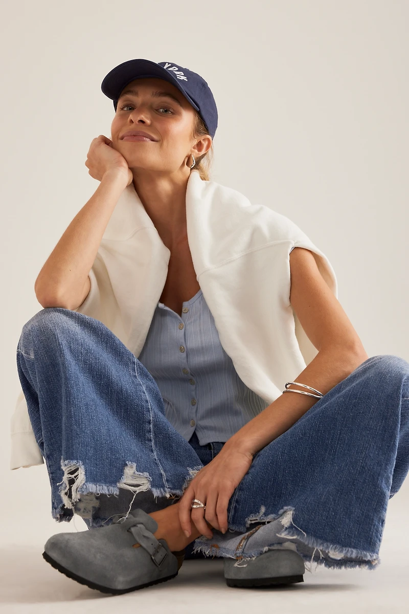 The Adi Regenerative Cotton Mid-Rise Flare Jeans by Pilcro