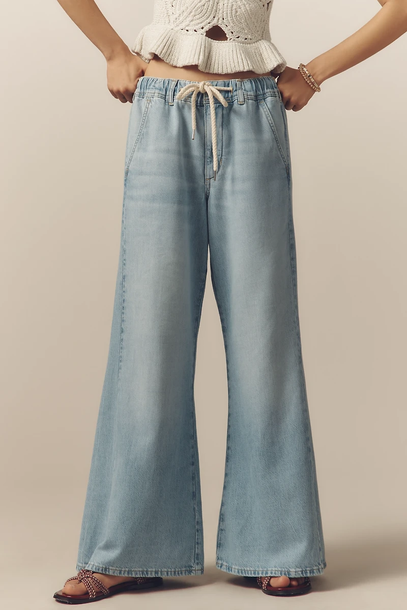 The Adi Pull-On Mid-Rise Flare Jeans by Pilcro