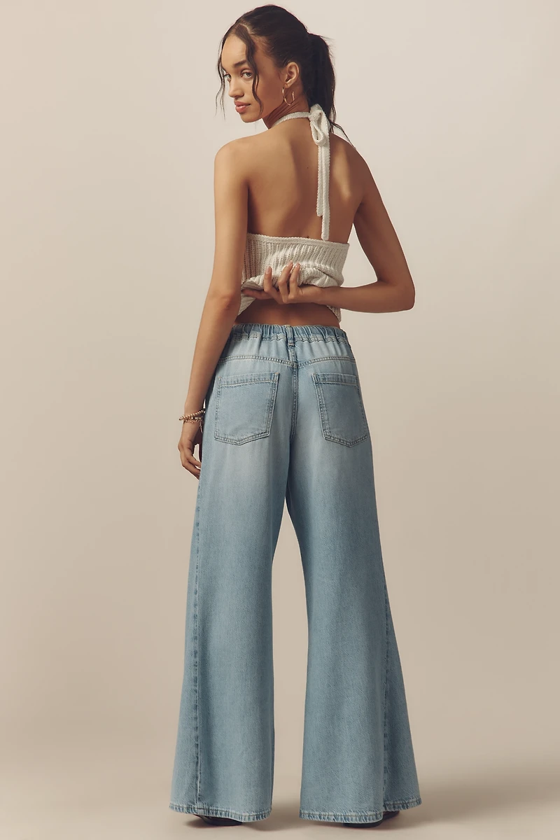 The Adi Pull-On Mid-Rise Flare Jeans by Pilcro