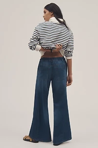 The Adi Pull-On Mid-Rise Flare Jeans by Pilcro