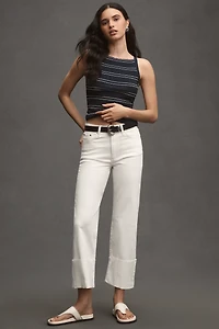 Pilcro High-Rise Cuffed Straight-Leg Jeans