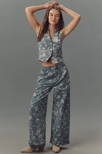 The Leon Double Hem High-Rise Wide-Leg Cuffed Jeans by Pilcro
