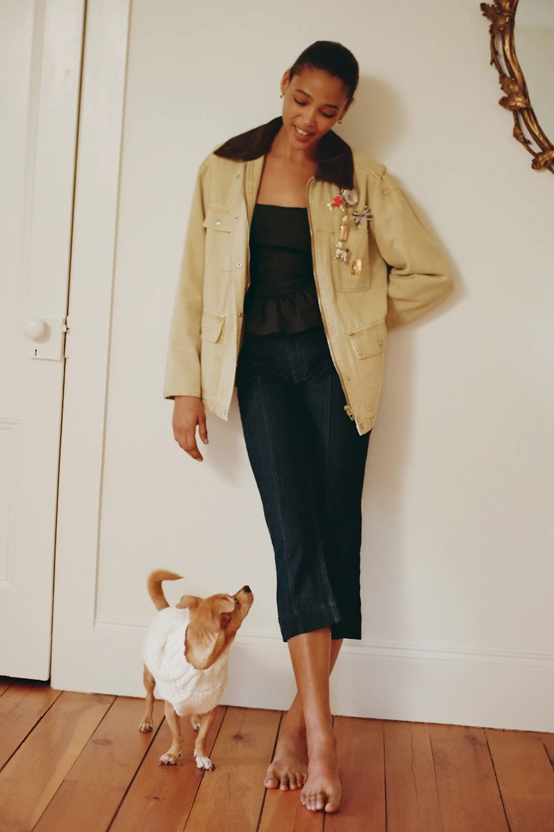 Maeve Slim 70s High-Rise Crop Flare Jeans