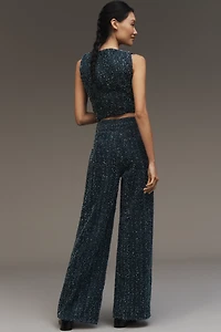 The Skater Needlepoint High-Rise Wide-Leg Jeans by Maeve