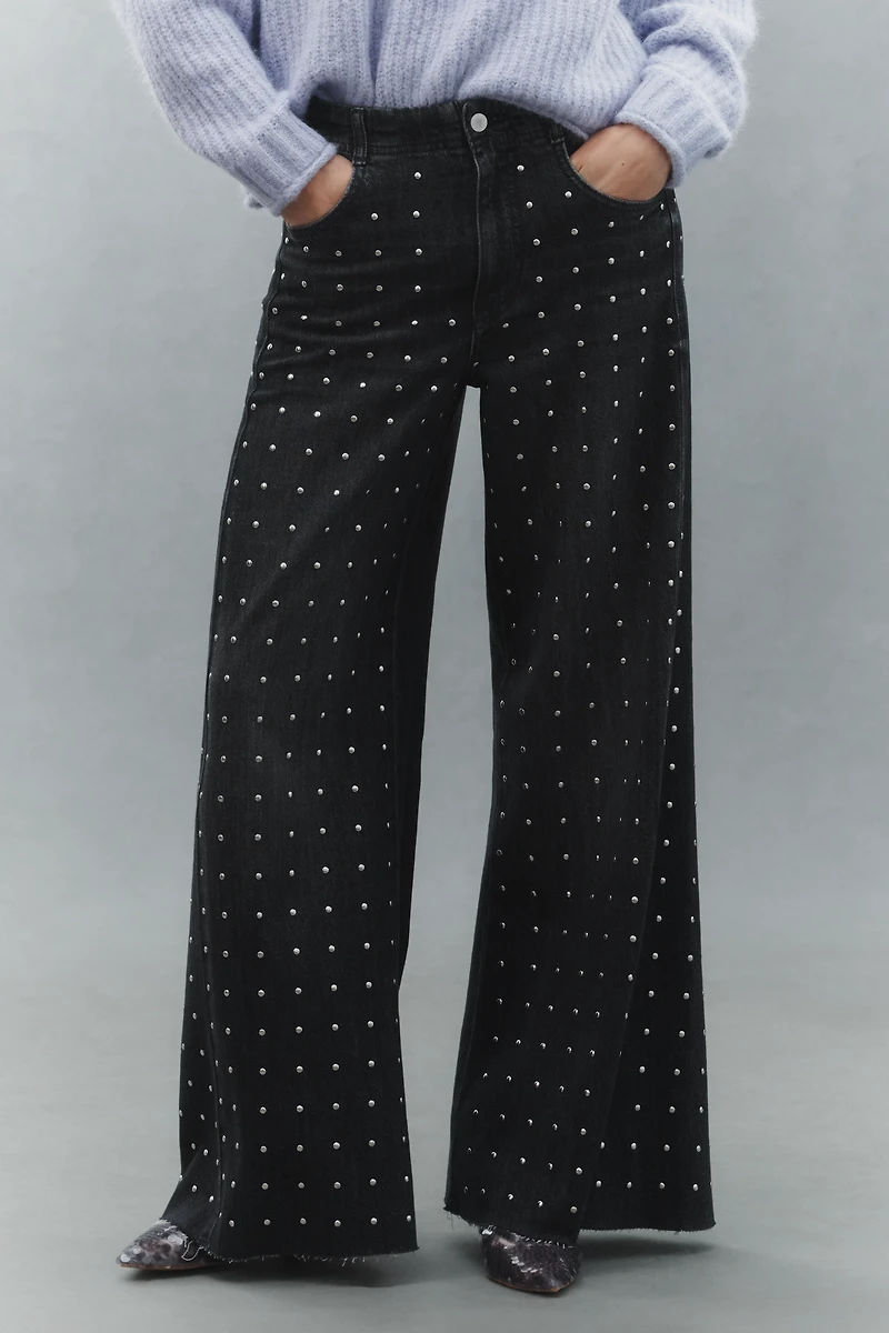 The Adi Mid-Rise Studded Flare Jeans by Pilcro