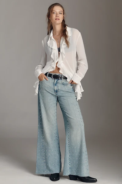 The Adi Mid-Rise Studded Flare Jeans by Pilcro