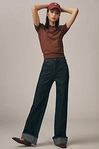 Maeve High-Rise Wide-Leg Cuff Jeans
