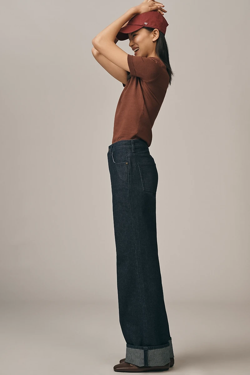 Maeve High-Rise Wide-Leg Cuff Jeans