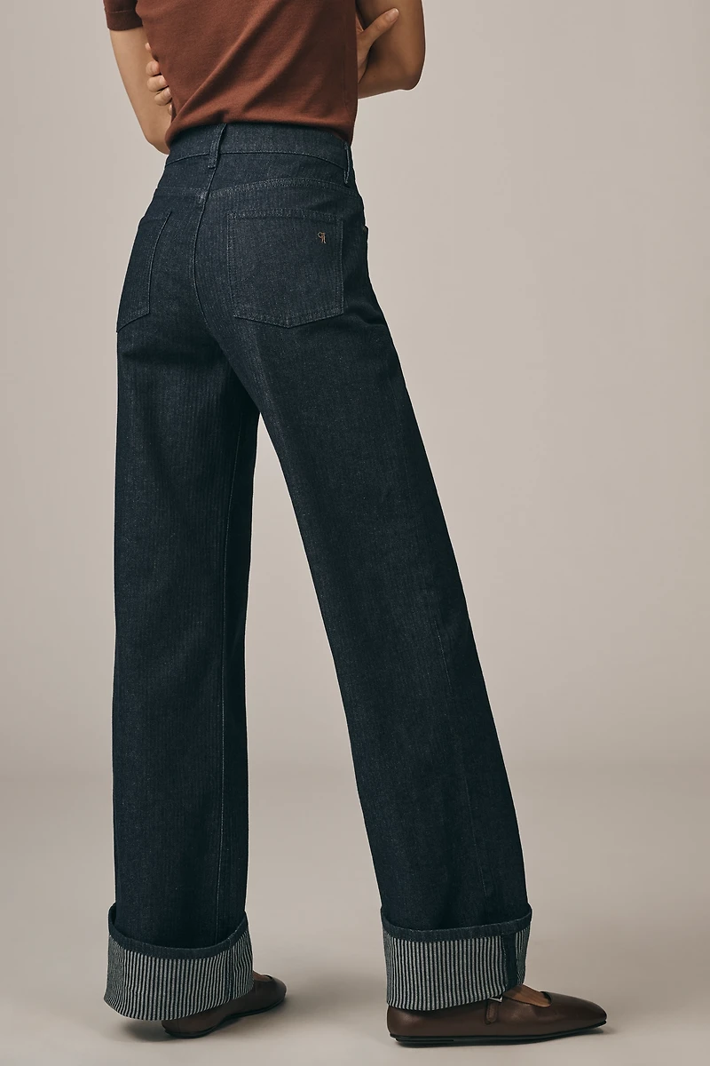 Maeve High-Rise Wide-Leg Cuff Jeans