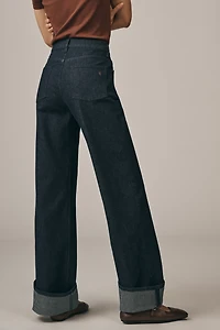 Maeve High-Rise Wide-Leg Cuff Jeans