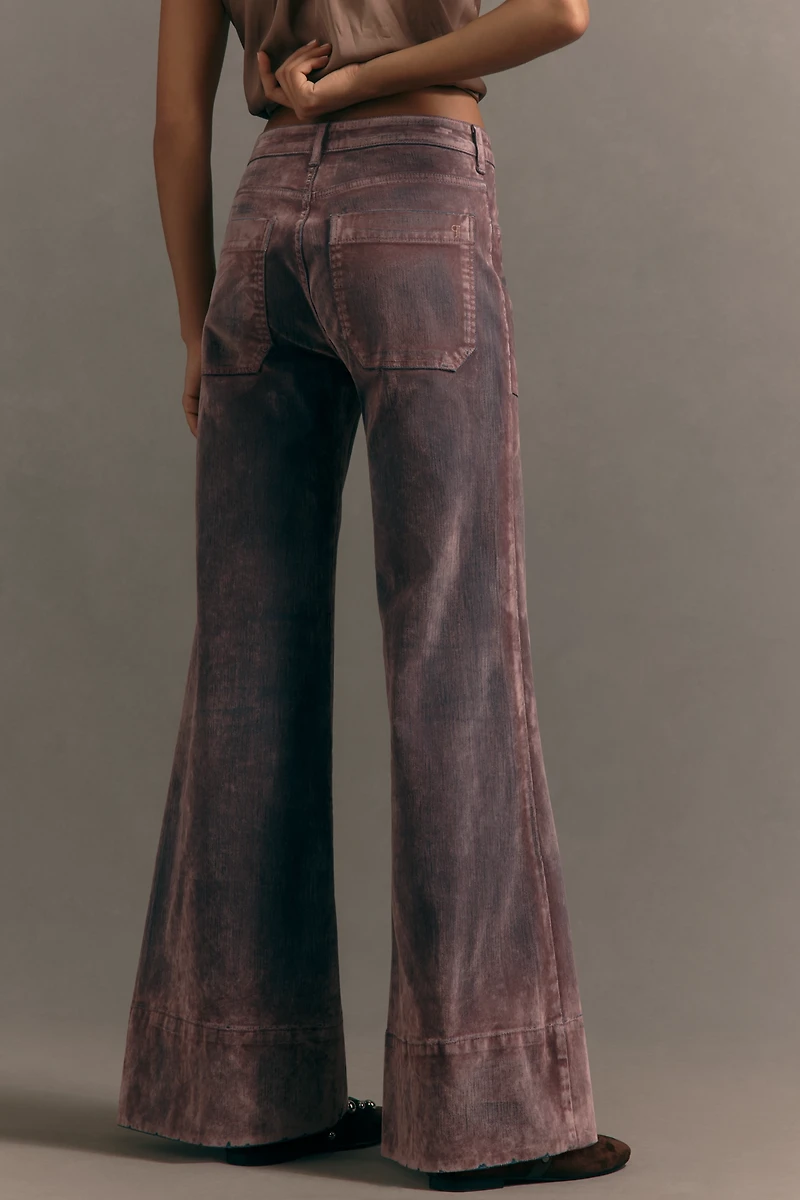 The Rylan Flocked Relaxed High-Rise Flare Jeans by Pilcro