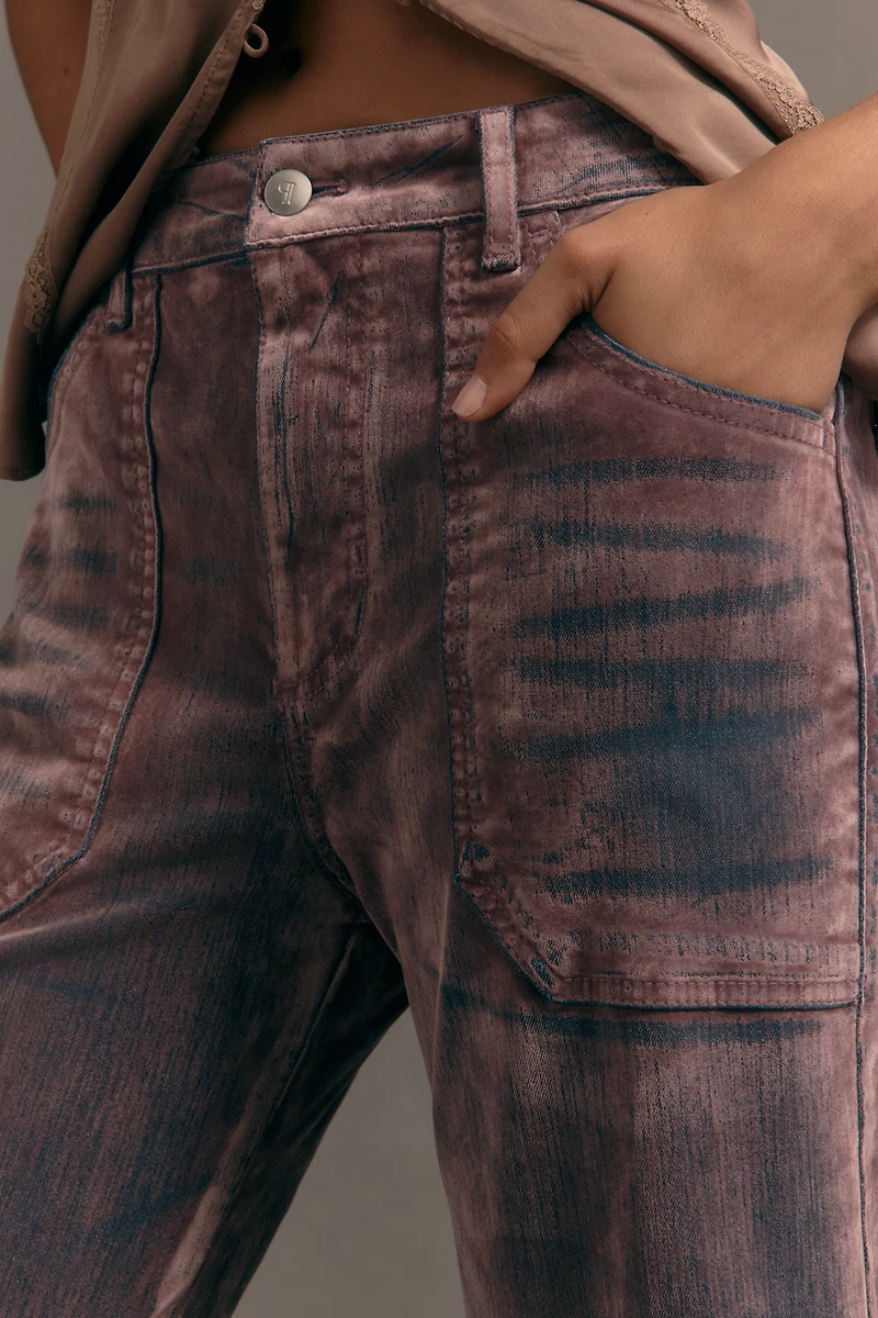 The Rylan Flocked Relaxed High-Rise Flare Jeans by Pilcro