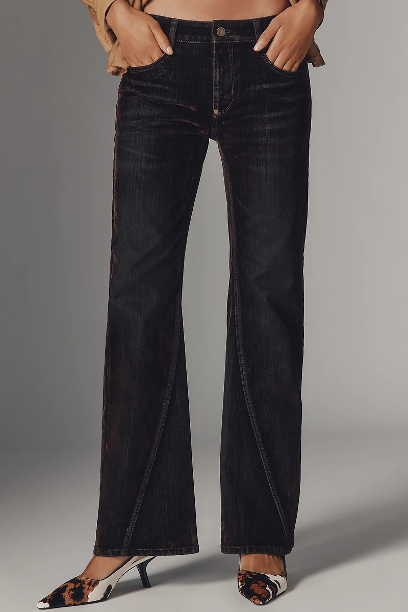 Pilcro Essential Flare Mid-Rise Flocked Jeans