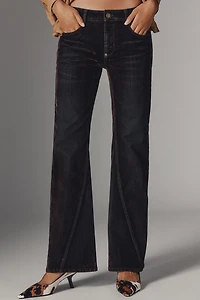 Pilcro Essential Flare Mid-Rise Flocked Jeans