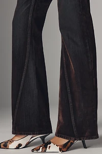 Pilcro Essential Flare Mid-Rise Flocked Jeans