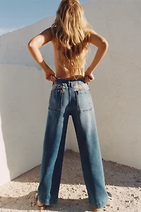 The Colette Full-Length Wide-Leg Embroidered Jeans by Maeve