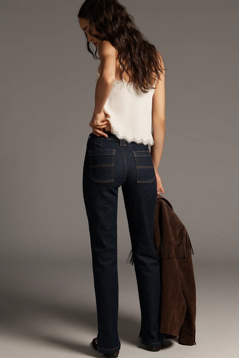 Pilcro Dylan Mid-Rise Puddle Straight-Leg Jeans