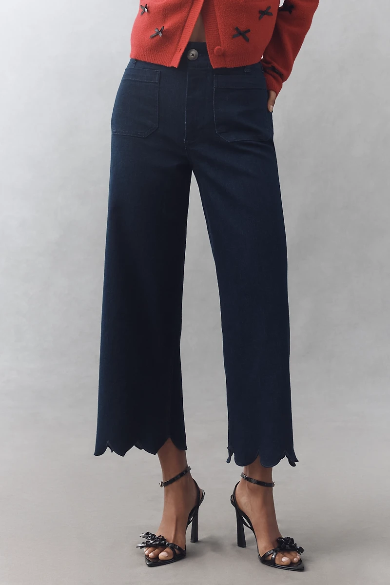 The Colette Scallop-Hem Crop Wide-Leg Jeans by Maeve